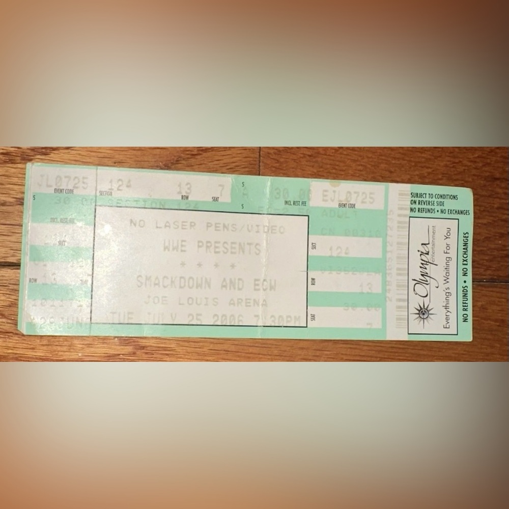 WWE Ticket Stub SmackDown & ECW Joe Louis Arena July 25 2006